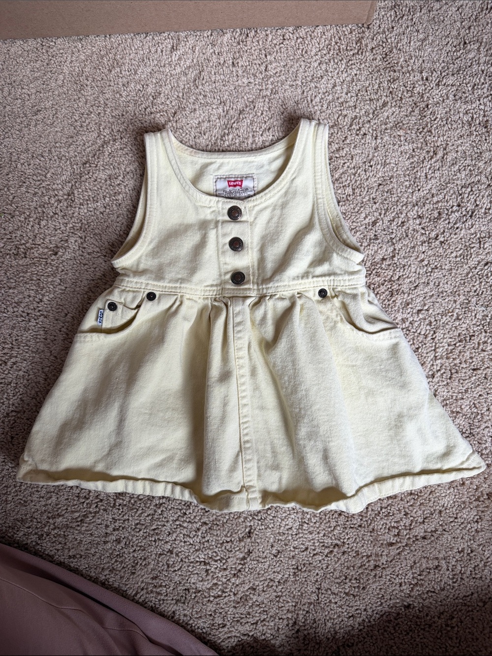 Levi's Pale Yellow Denim Button-Front Tank Dress